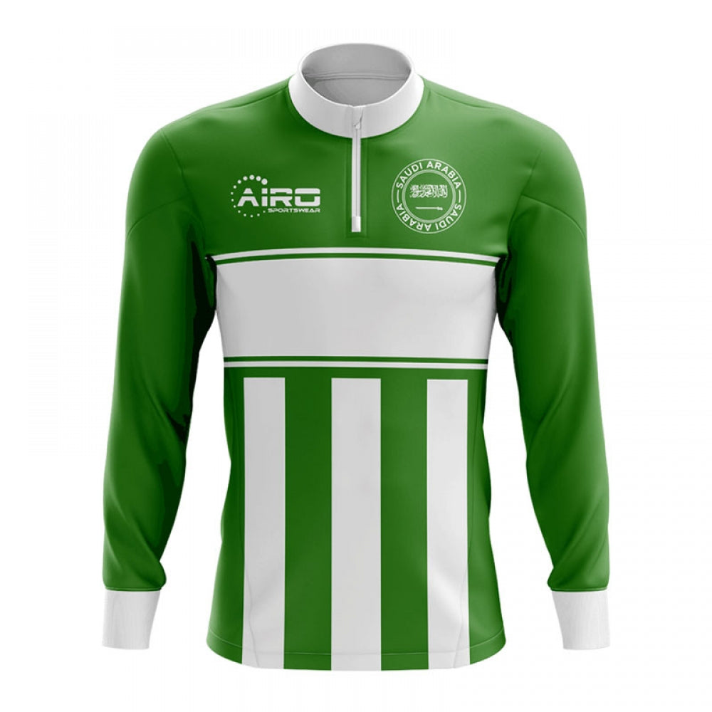 Saudi Arabia Concept Football Half Zip Midlayer Top (Green-White)_0