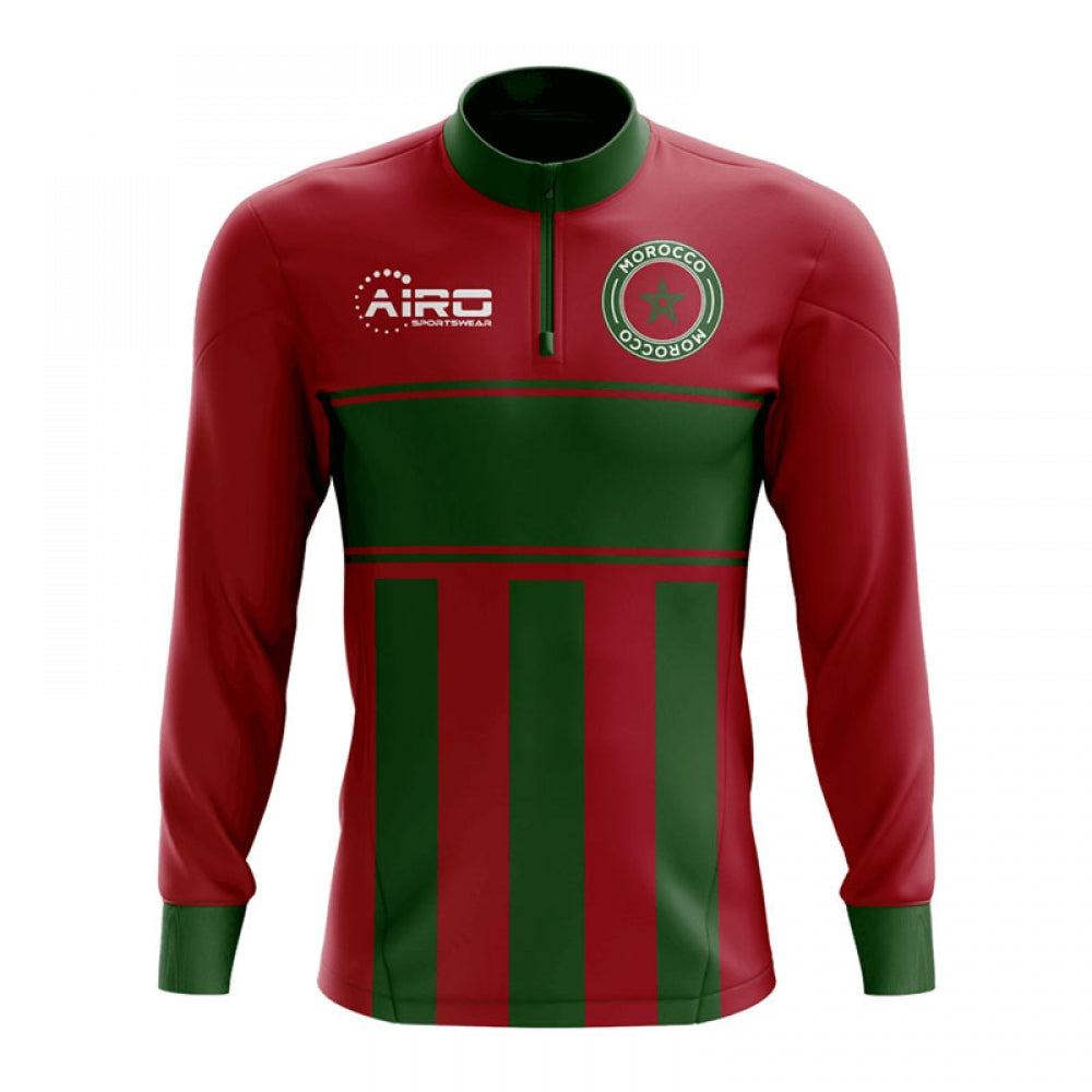 Morocco Concept Football Half Zip Midlayer Top (Red-Green)_0