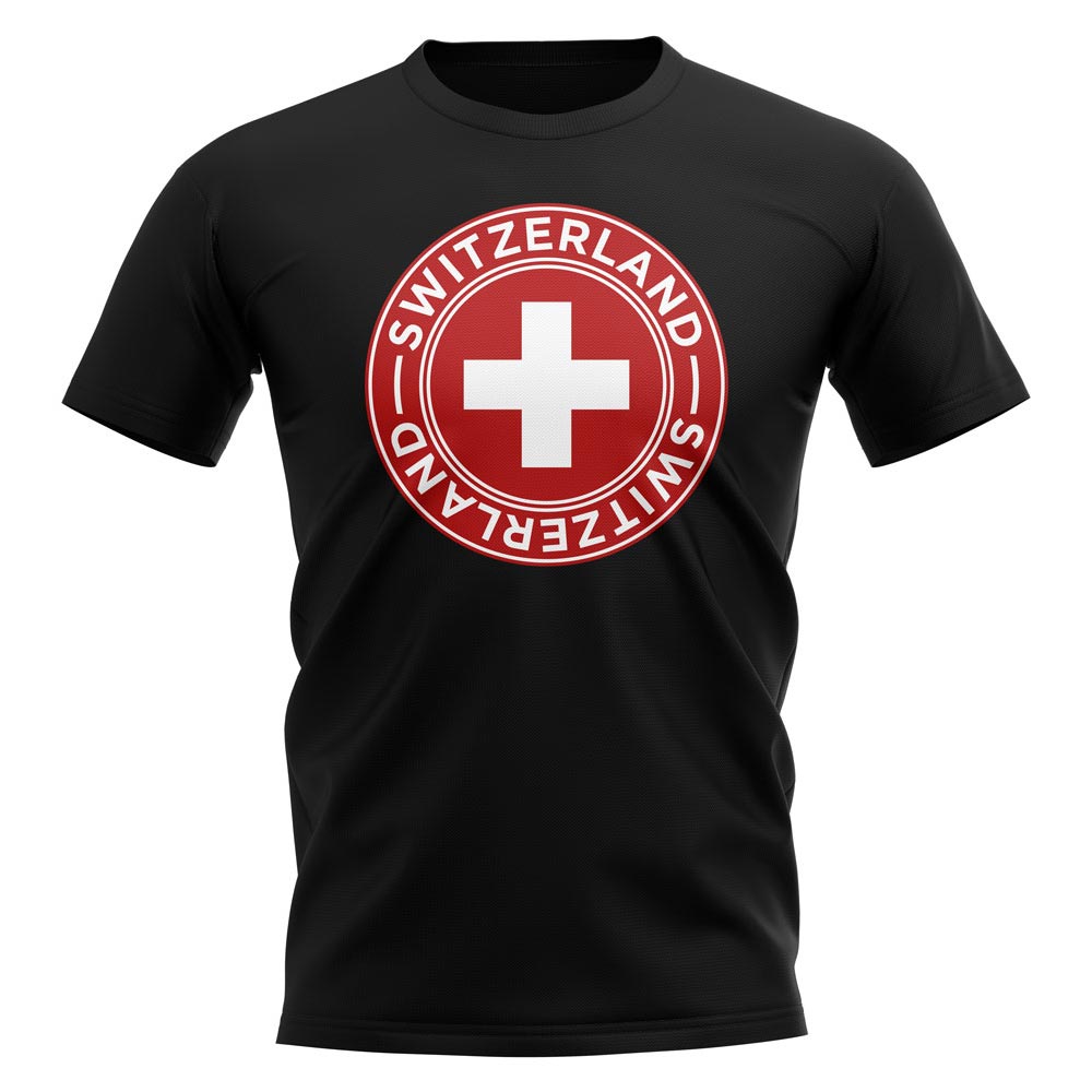 Switzerland Football Badge T-Shirt (Black)_0
