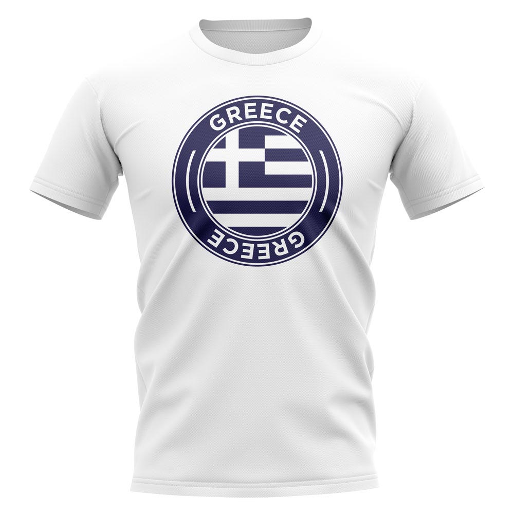 Greece Football Badge T-Shirt (White)_0