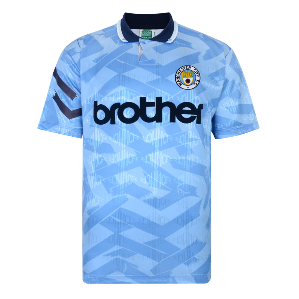 Score Draw Manchester City 1992 Retro Football Shirt_0