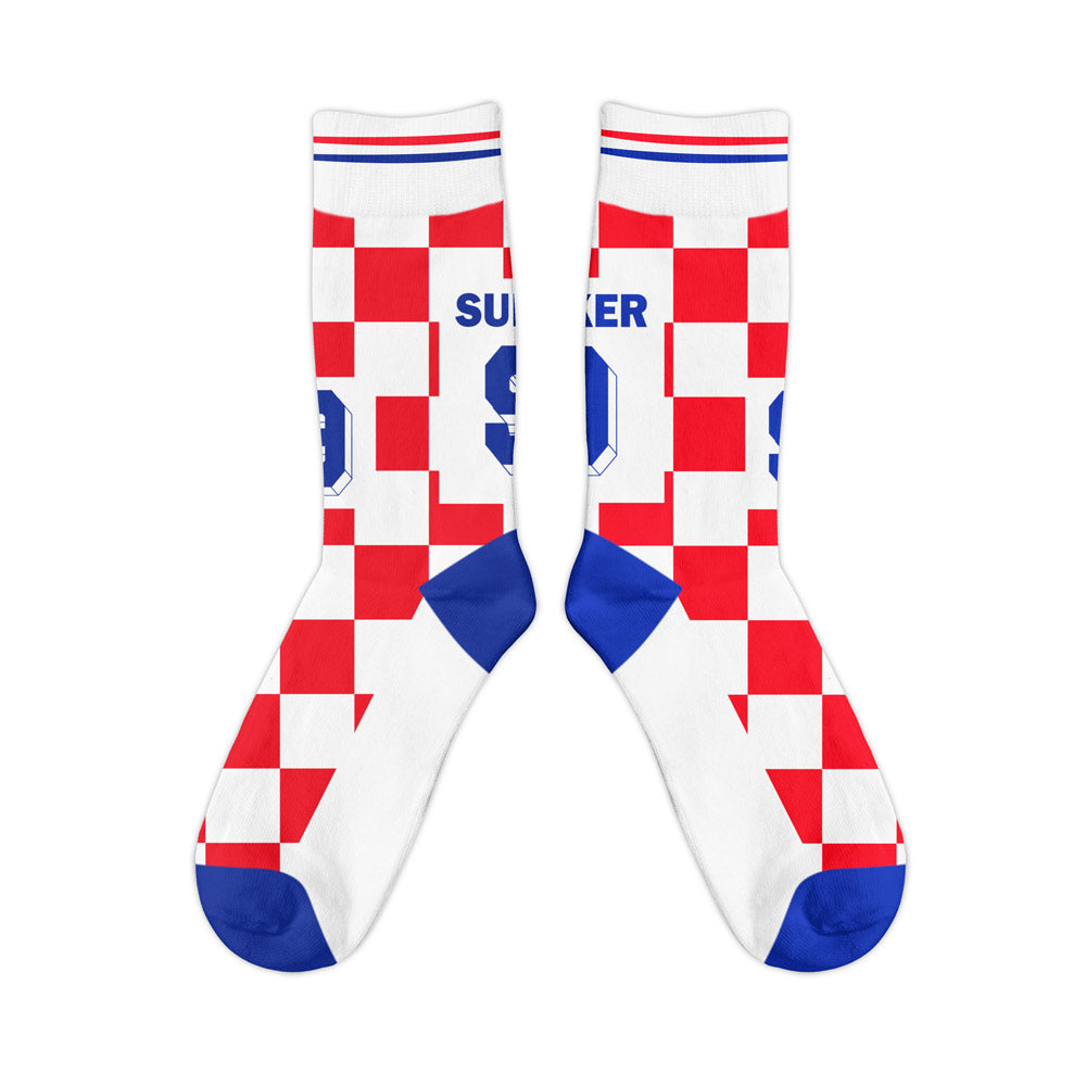 Croatia 1996 Davor Suker Retro Football Socks_0