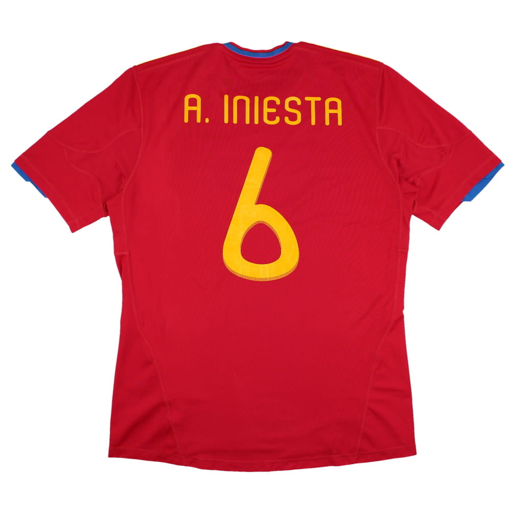Spain 2010-11 Home Shirt (Iniesta #6) (L) (Excellent)_0