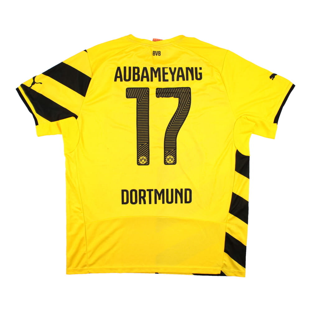 Borussia Dortmund 2014-15 Special Signed Cup Home Shirt (XL) Aubameyang #17 (Very Good)_0