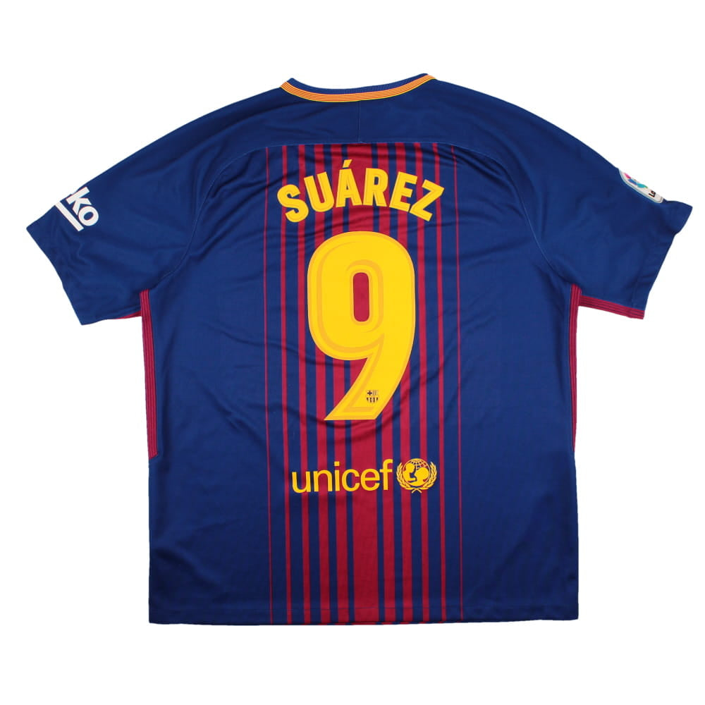 Barcelona 2017-18 Home Shirt (XL) Suarez #9 (Excellent)_0