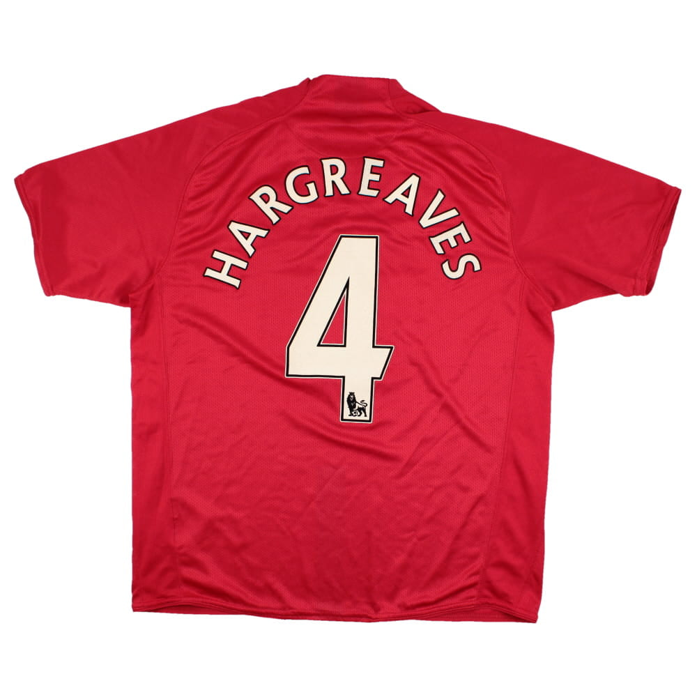 Manchester United 2007-09 Home Shirt (L) Hargreaves #4 (Excellent)_0