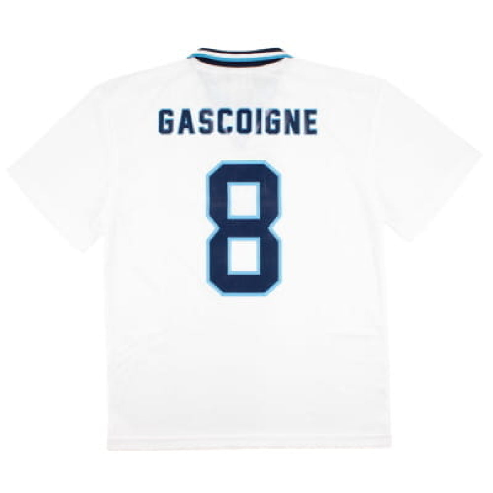 England 1996 Score Draw Home Shirt Gascoigne #8 (M) (Very Good)_0
