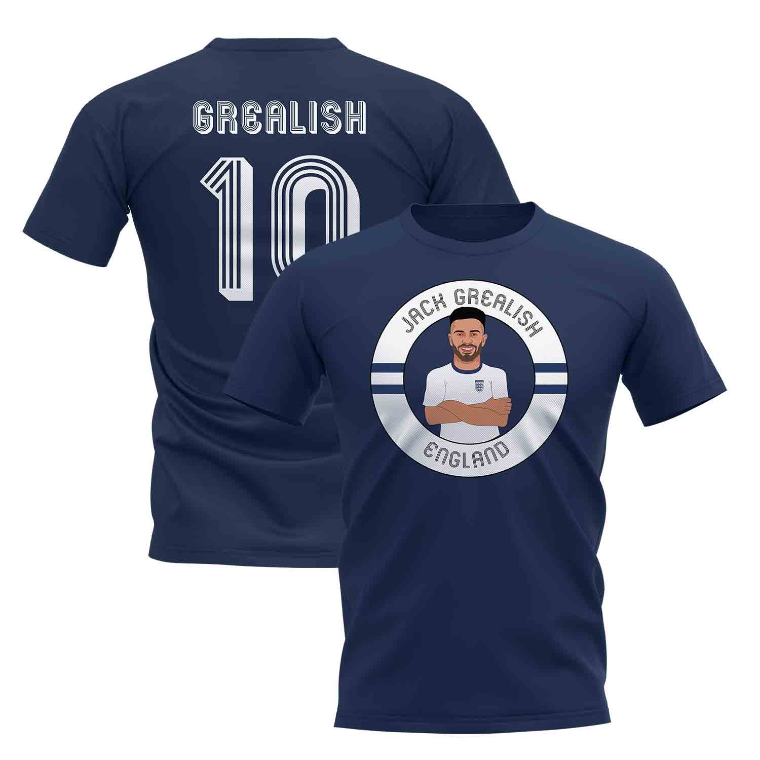 Jack Grealish England Illustration T-Shirt (Navy)_0