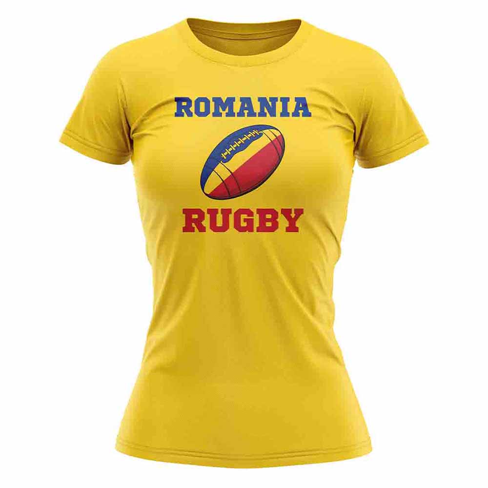 Romania Rugby Ball T-Shirt (Yellow) - Ladies_0