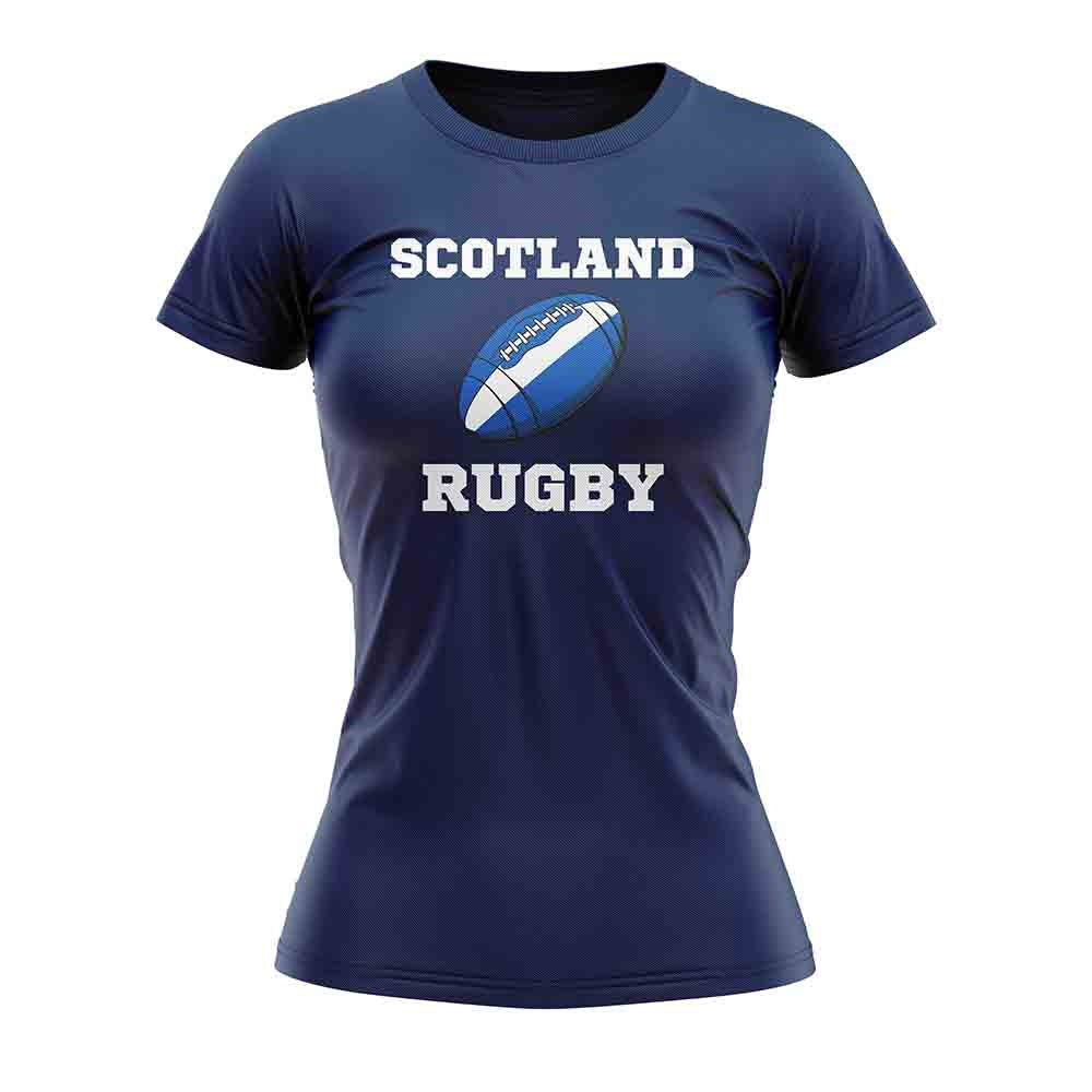 Scotland Rugby Ball T-Shirt (Navy) - Ladies_0