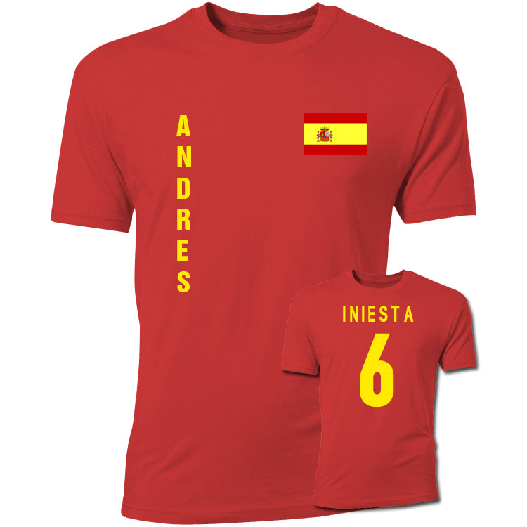Andres Iniesta Spain Flag T-Shirt (Red)_0