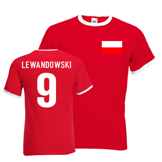 Robert Lewandowski Poland Ringer Tee (red)_0