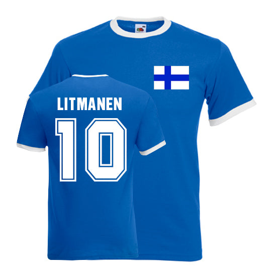 Jari Litmanen Finland Ringer Tee (blue)_0