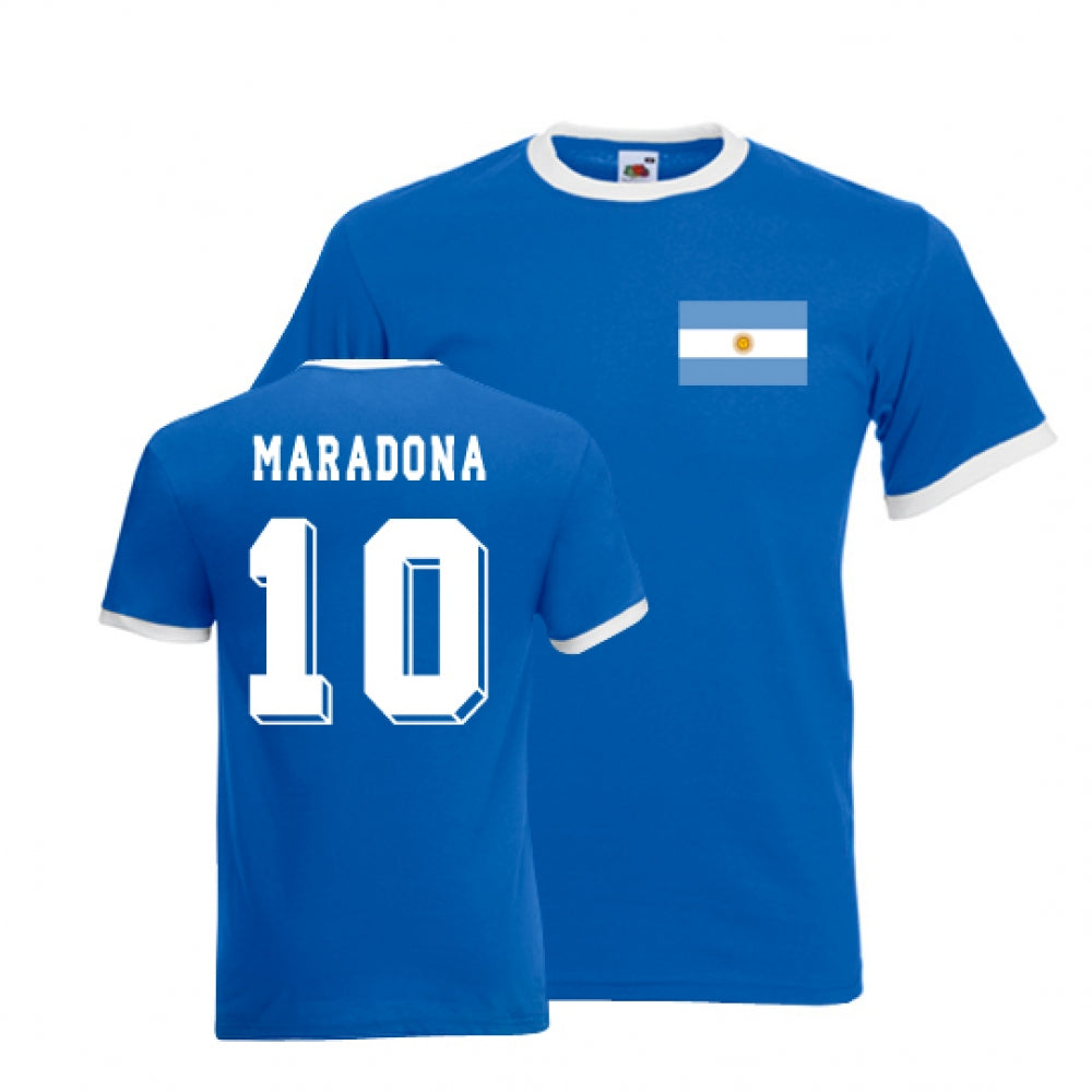 Diego Maradona Argentina Ringer Tee (blue)_0