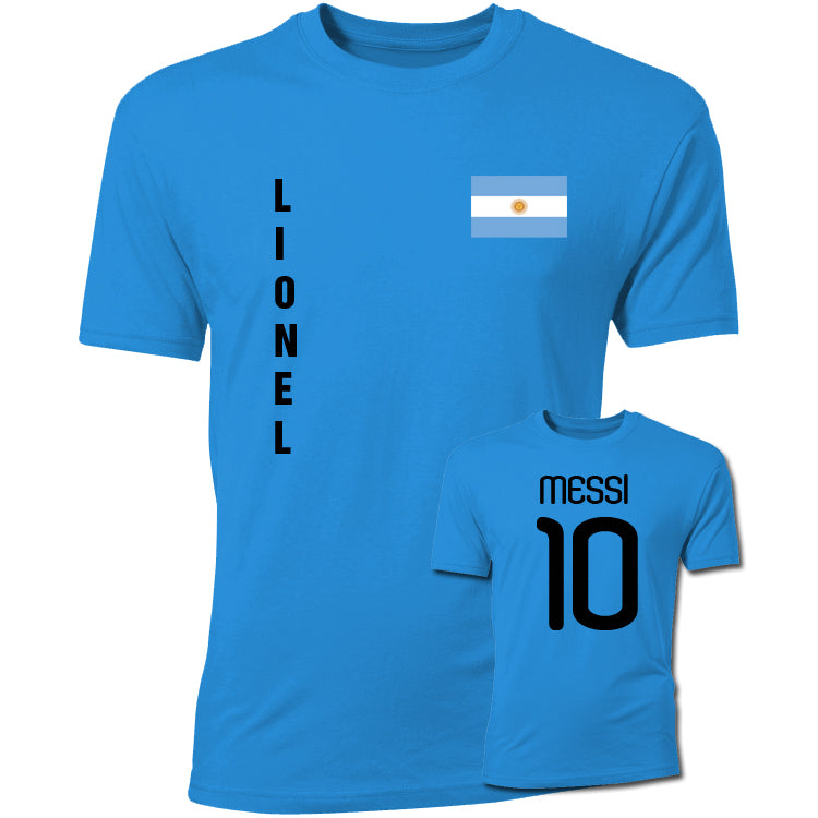 Lionel Messi Argentina Flag T-Shirt (Blue)_0