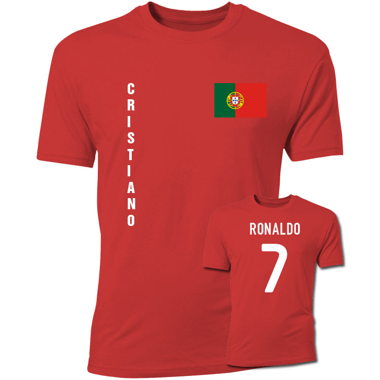 Cristiano Ronaldo Portugal Flag T-Shirt (Red)_0