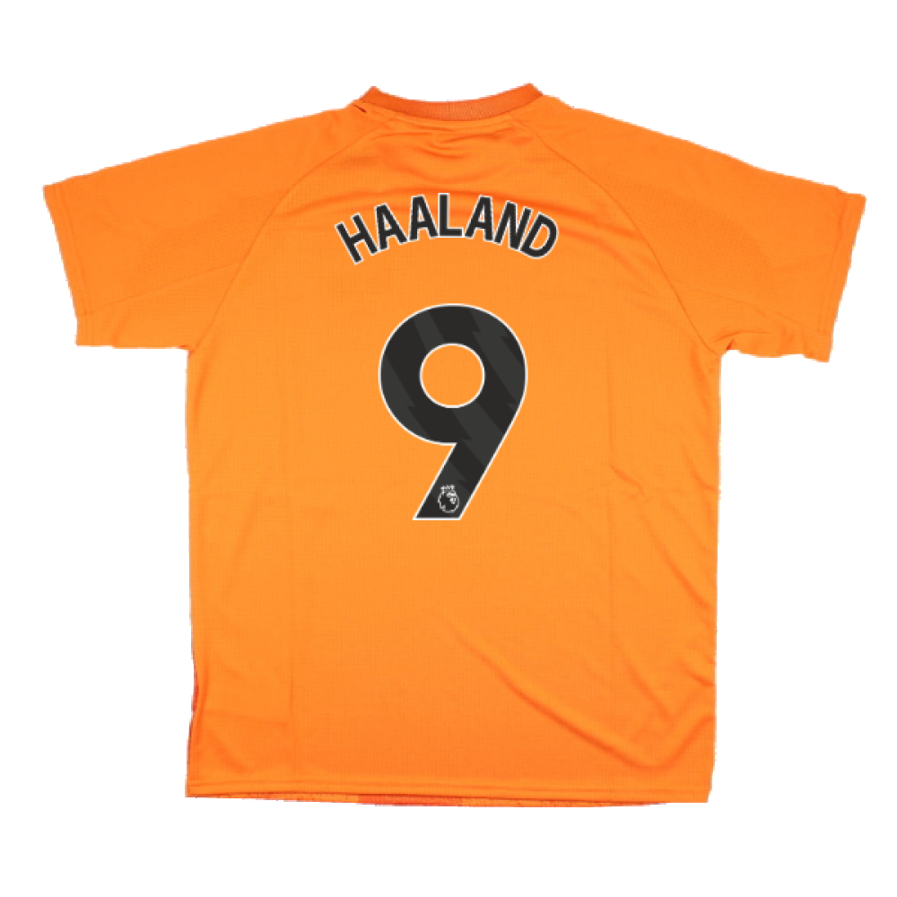 2023-2024 Man City Pre-Match Jersey (Orange) - Kids (HAALAND 9)_2