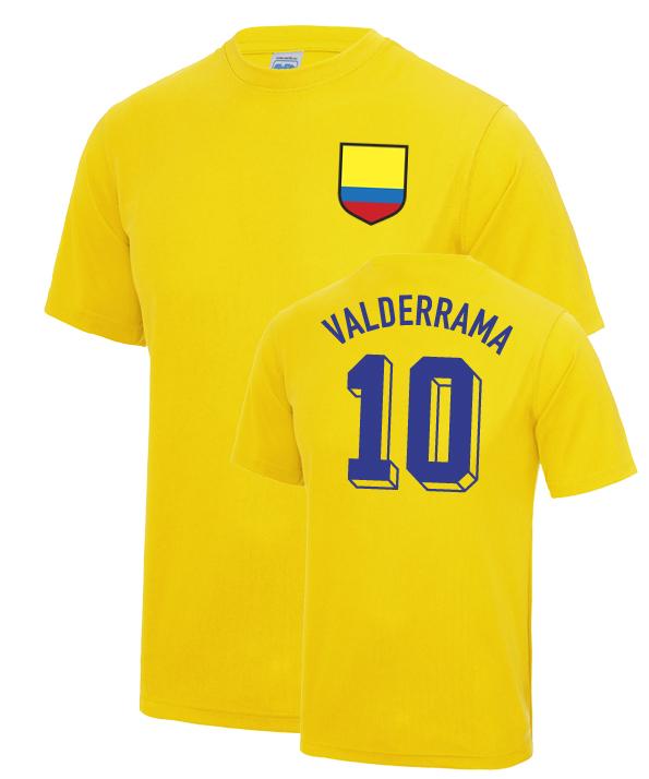 Carlos Valderrama Colombia World Cup Football T Shirt - Yellow_0