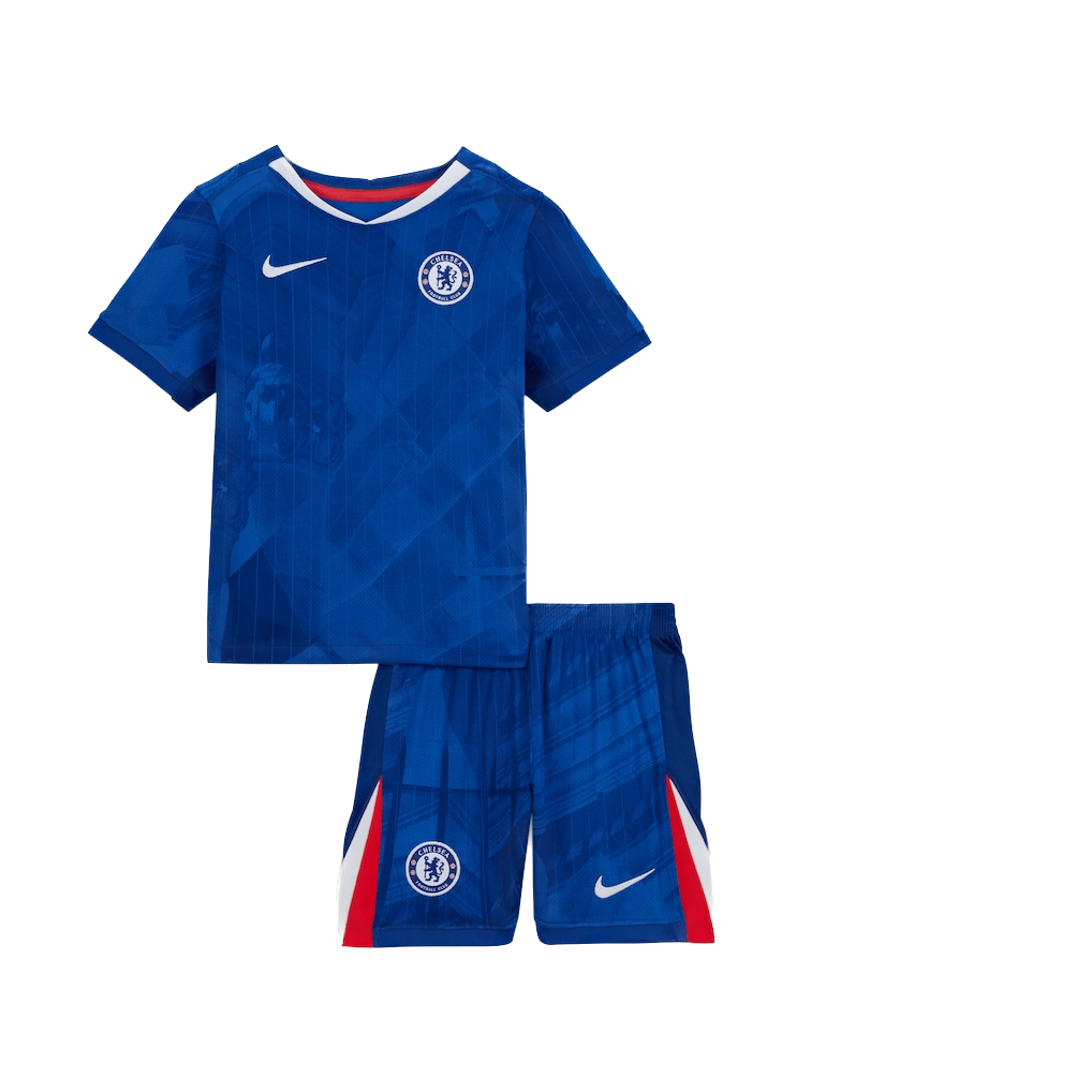 Chelsea 2025/26 Home Kids Kit with World Champions Badge