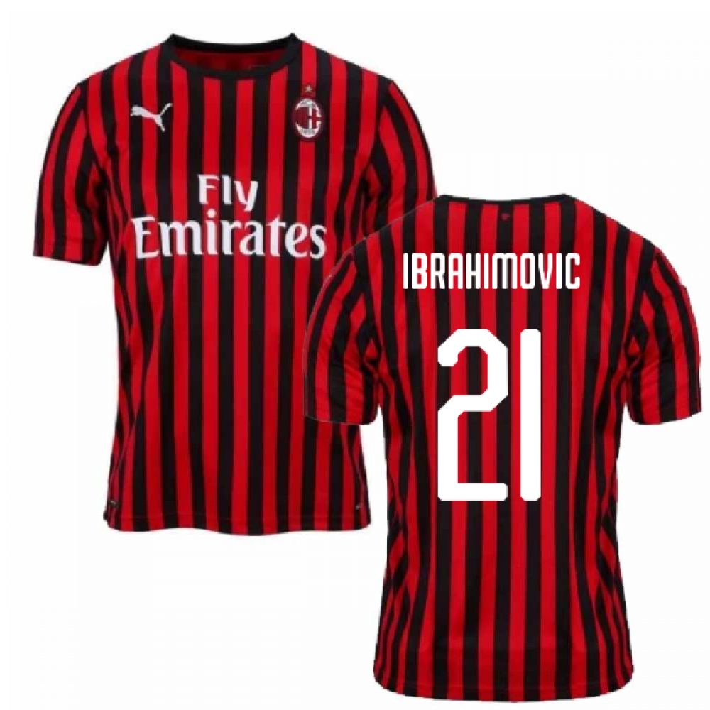 2019-2020 AC Milan Puma Home Football Shirt (Ibrahimovic 21)_0