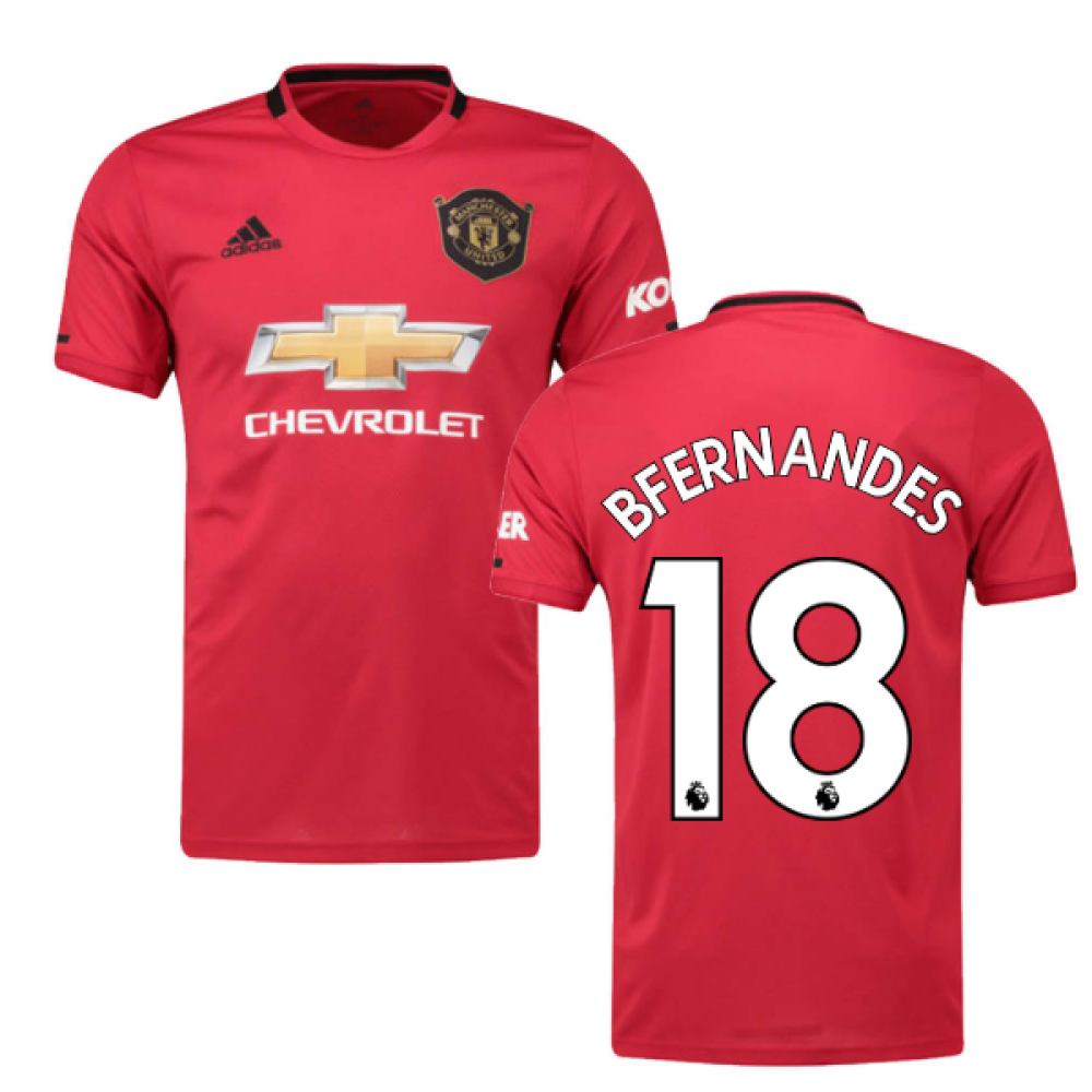 2019-2020 Man Utd Adidas Home Football Shirt (B Fernandes 18)_0