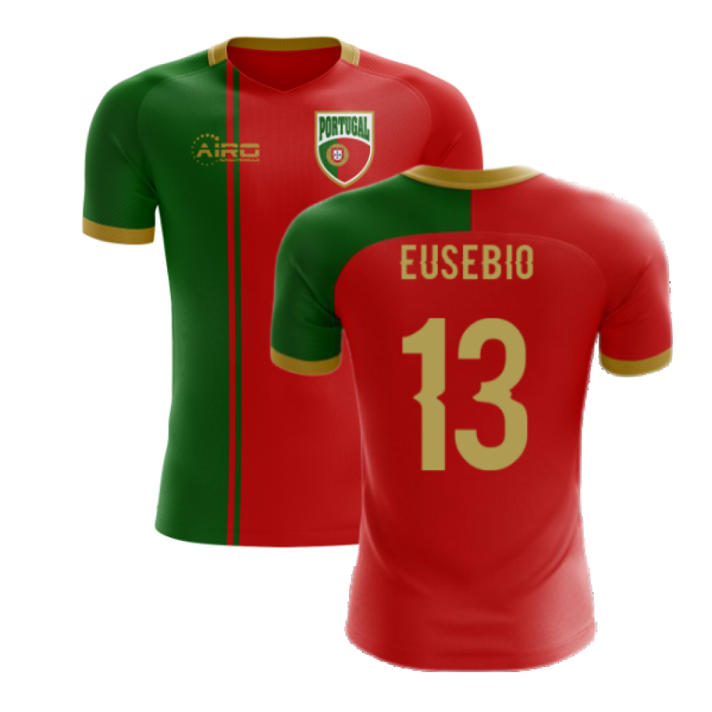 2023-2024 Portugal Flag Home Concept Football Shirt (Eusebio 13) - Kids_0