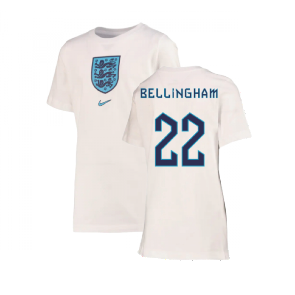 2022-2023 England Crest Tee (White) - Kids (Bellingham 22)_0