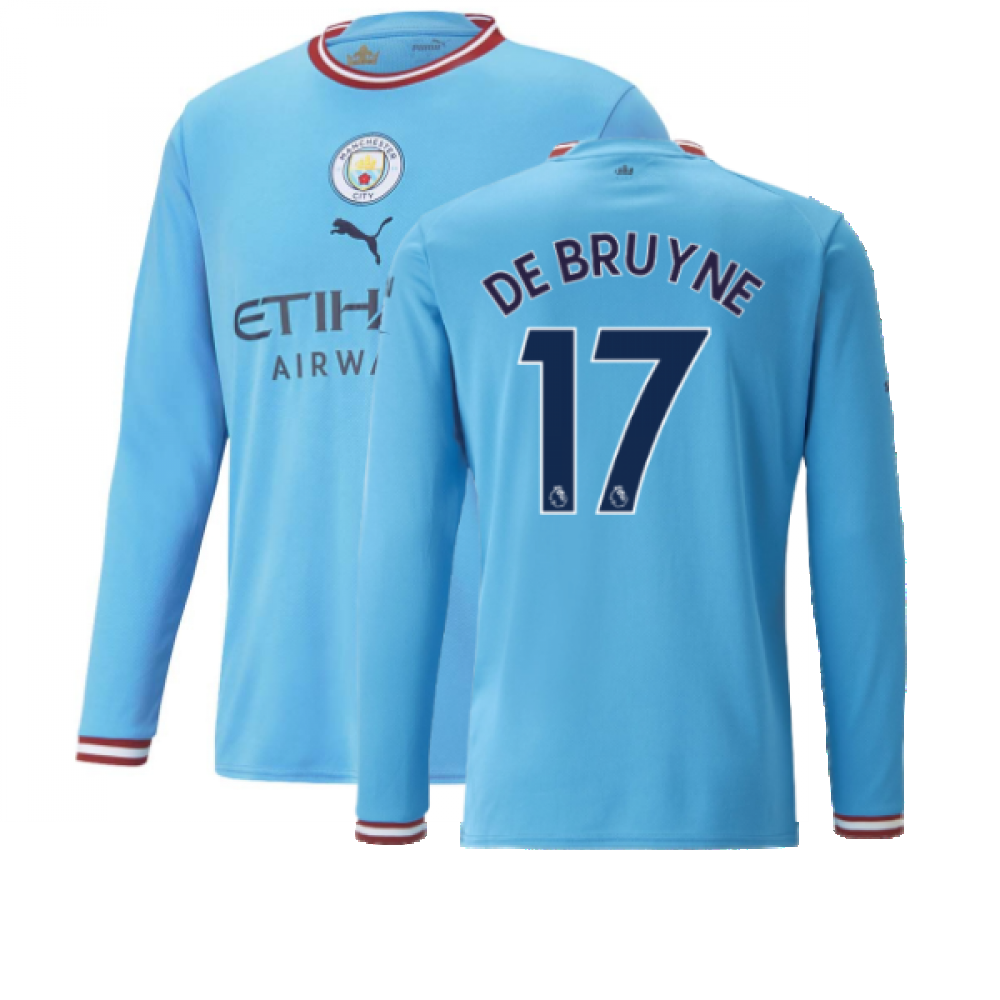2022-2023 Man City Long Sleeve Home Shirt (DE BRUYNE 17)_0