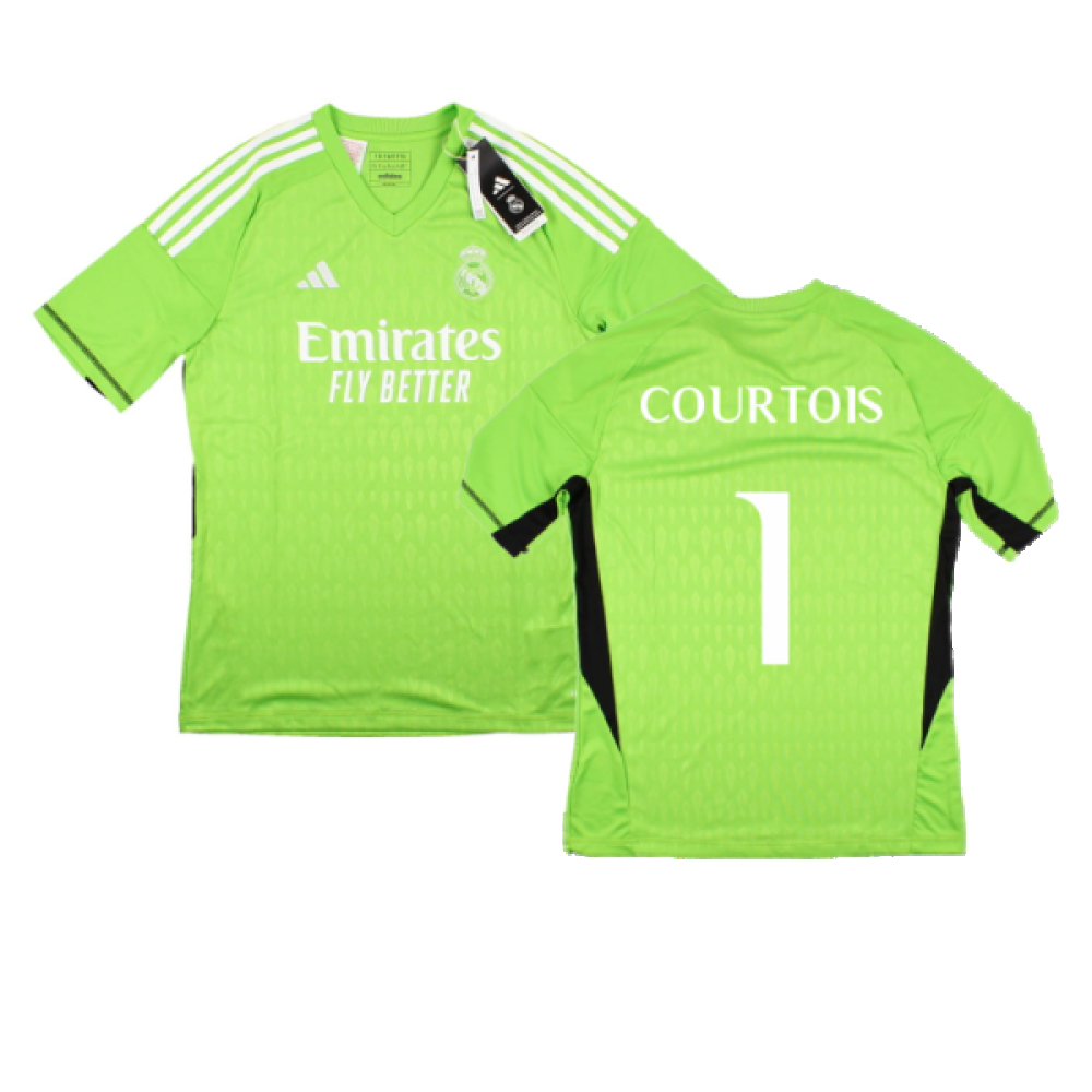 2023-2024 Real Madrid Home Goalkeeper Shirt (Solar Green) - Kids (COURTOIS 1)_0
