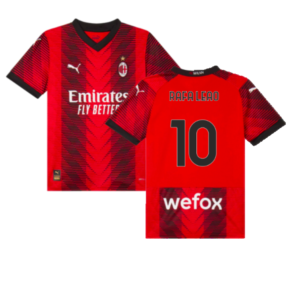 2023-2024 AC Milan Home Shirt (Kids) (Rafa Leao 10)_0