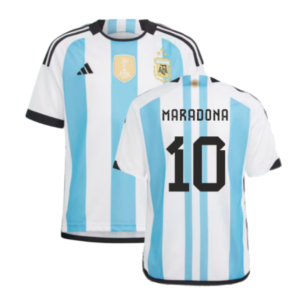 Argentina 2022 World Cup Winners Home Shirt - Kids (MARADONA 10)_0