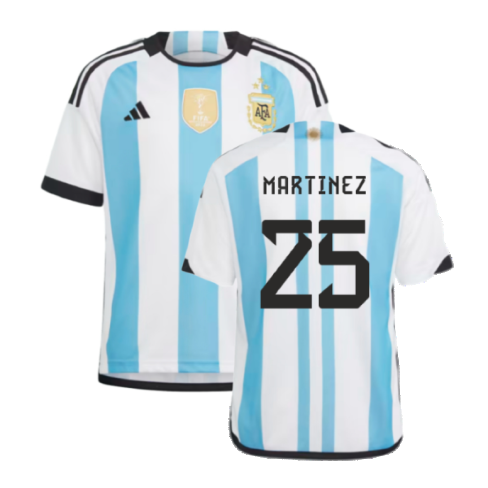 Argentina 2022 World Cup Winners Home Shirt - Kids (MARTINEZ 25)_0