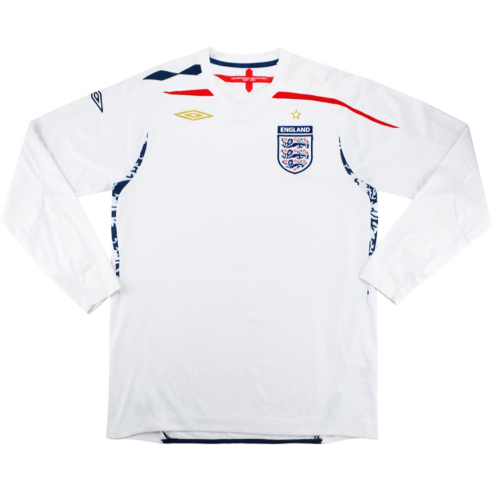 2008-2009 England Long Sleeve Home Shirt (Kids)_0