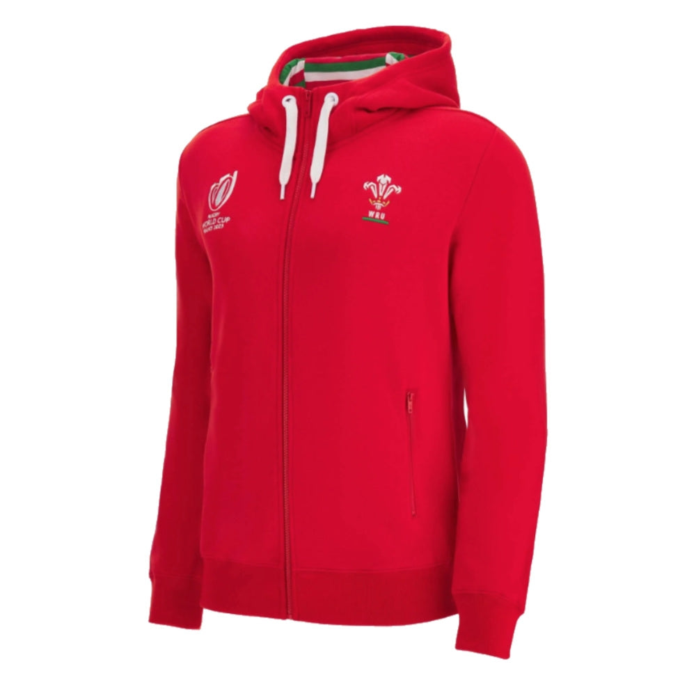 Wales RWC 2023 Full Zip Cotton Hooded Sweatshirt (Red)_0