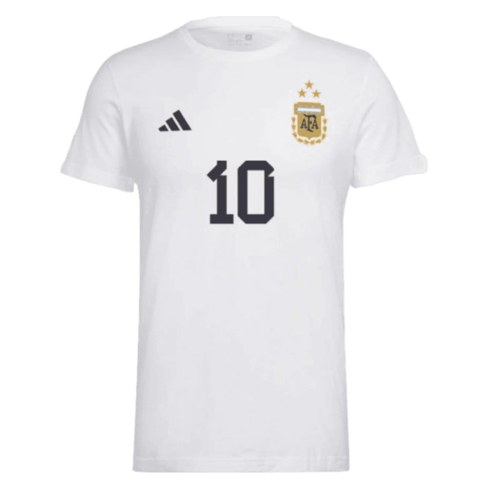 Messi Football Number 10 Graphic T-Shirt (White)_0