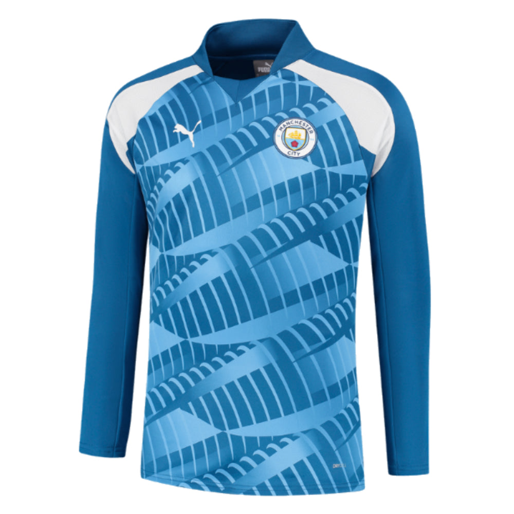 2023-2024 Man City Pre-Match LS Sweat Top (Lake Blue)_0