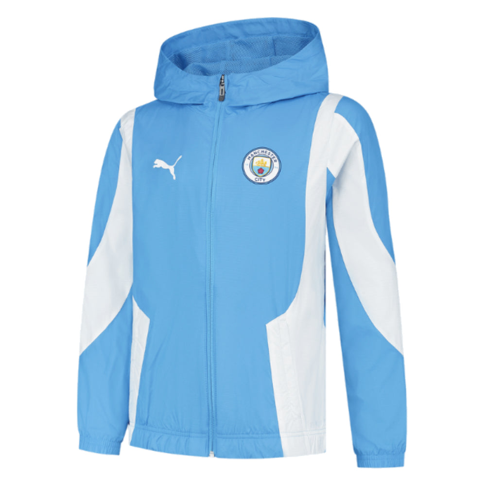 2023-2024 Man City Pre-Match Woven Anthem Jacket (Light Blue) - Kids_0