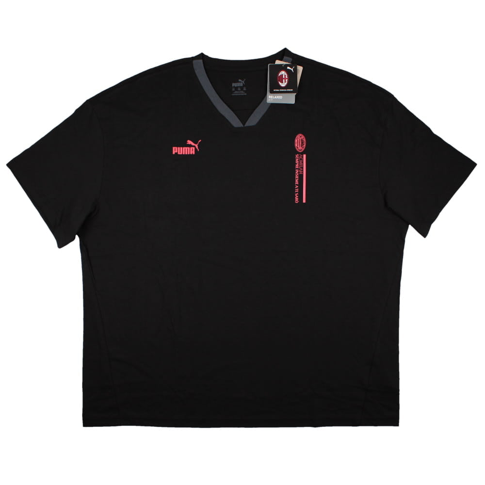 2023-2024 AC Milan FtblCulture Graphic V Neck Tee (Black)_0