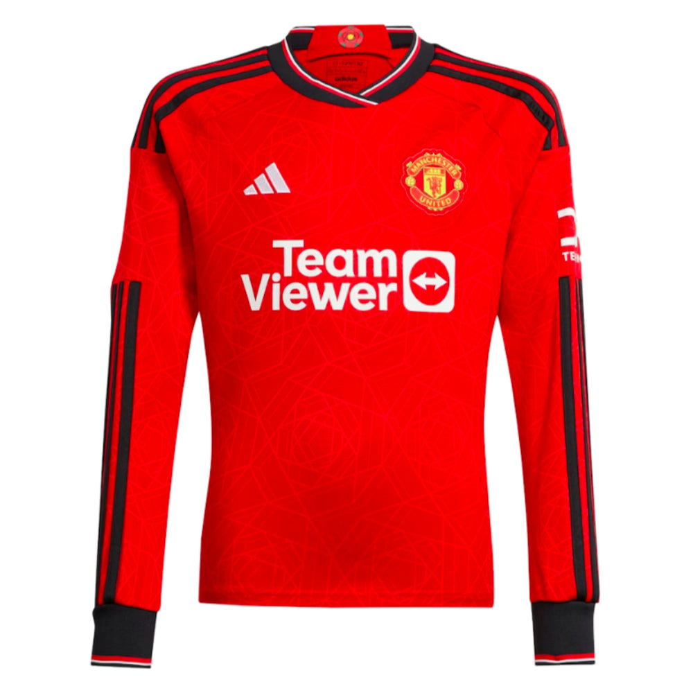 2023-2024 Man Utd Home Long Sleeve Shirt (Kids)_0