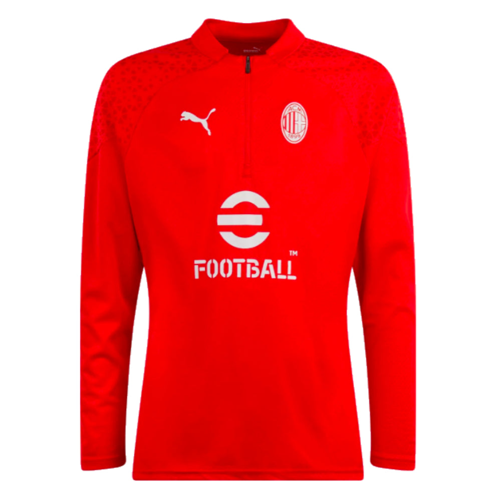 2023-2024 AC Milan Training Half Zip Top (Red) - Kids_0