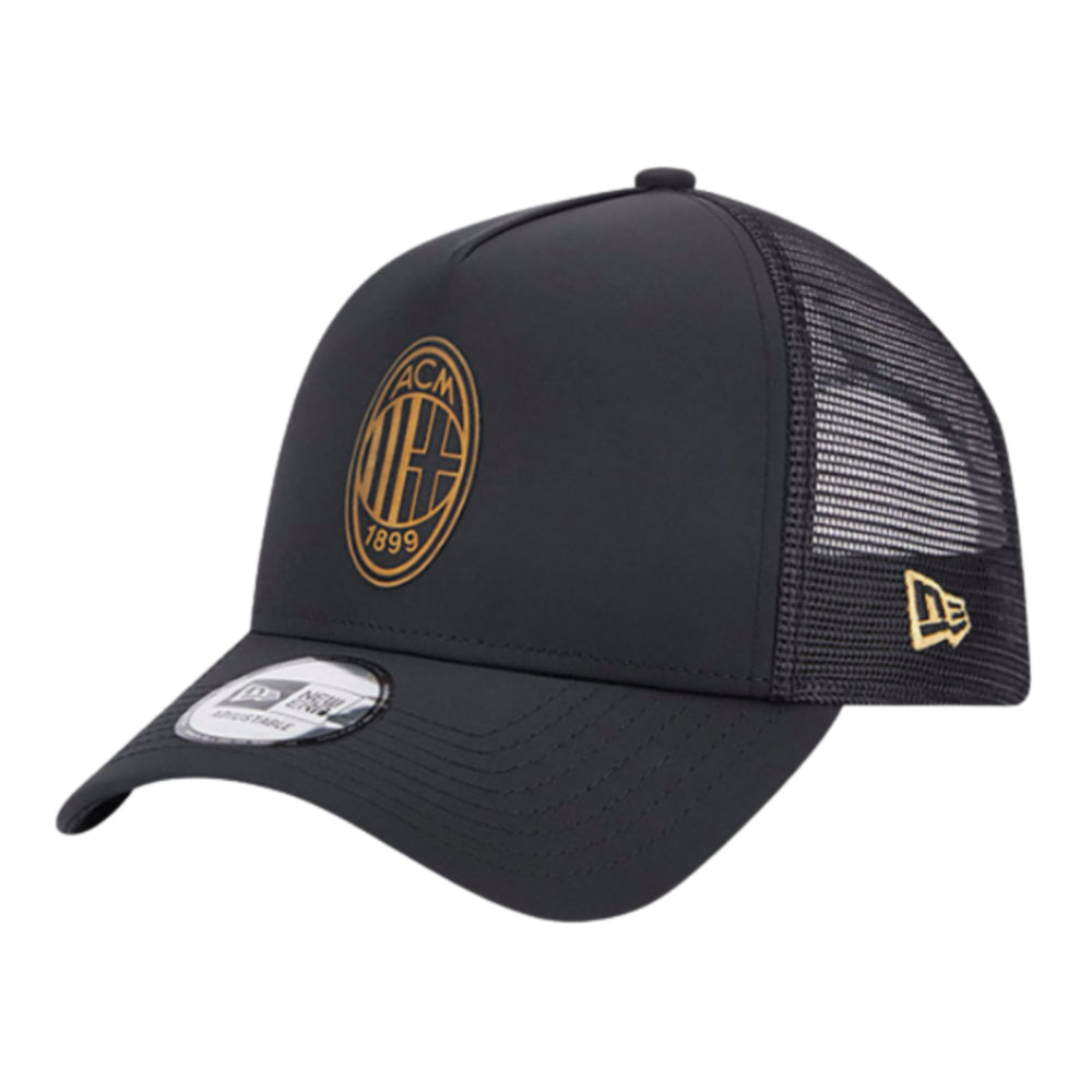 2023-2024 AC Milan Black + Gold A Frame Trucker Cap_2