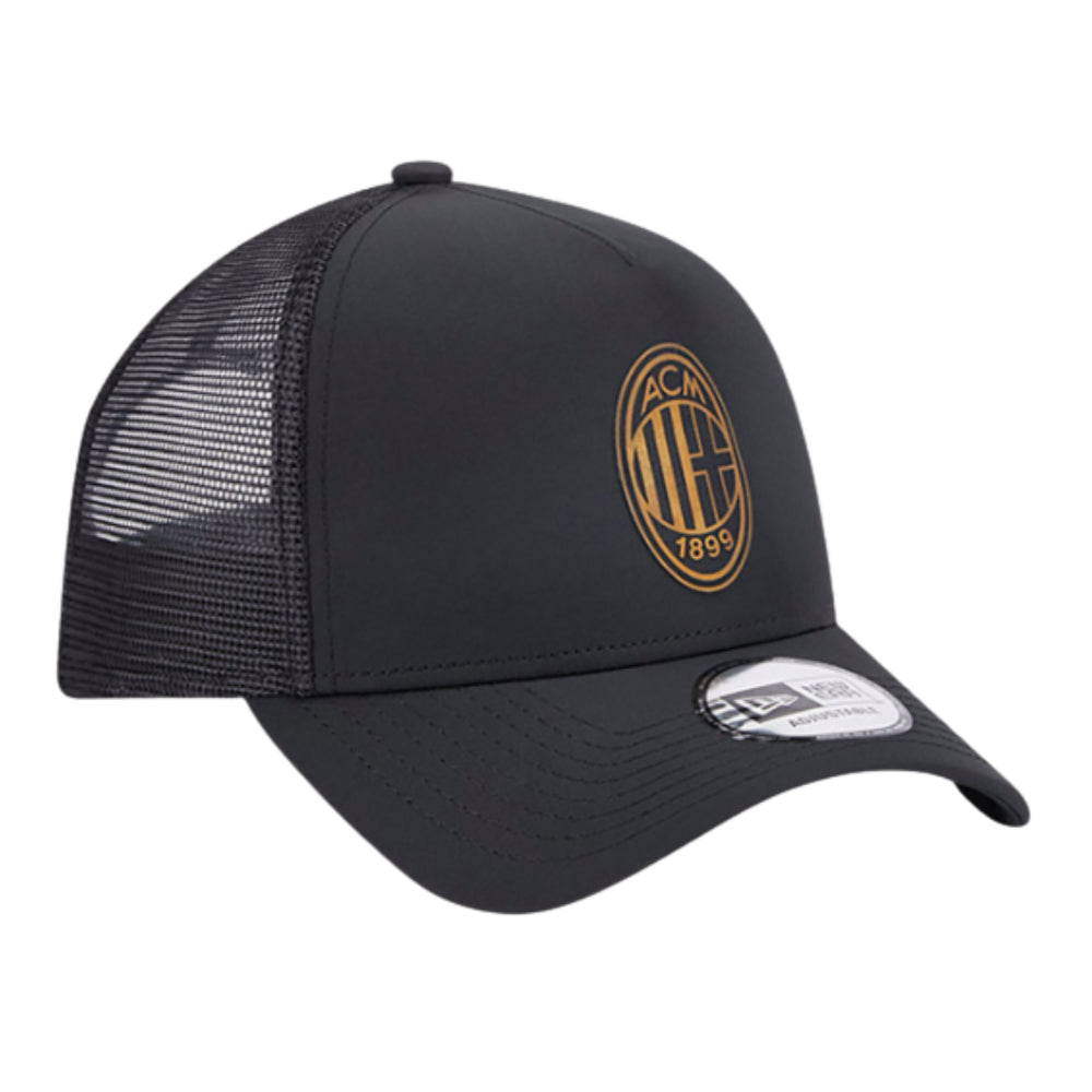 2023-2024 AC Milan Black + Gold A Frame Trucker Cap_3