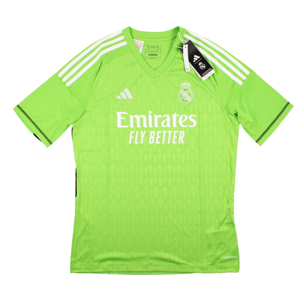 2023-2024 Real Madrid Home Goalkeeper Shirt (Solar Green) - Kids_0