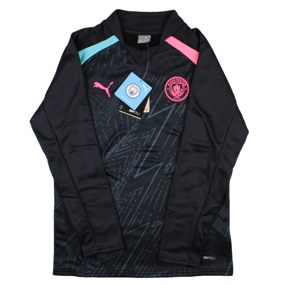 2023-2024 Man City Pre-Match LS Sweat Top (Dark Navy) - Kids_0