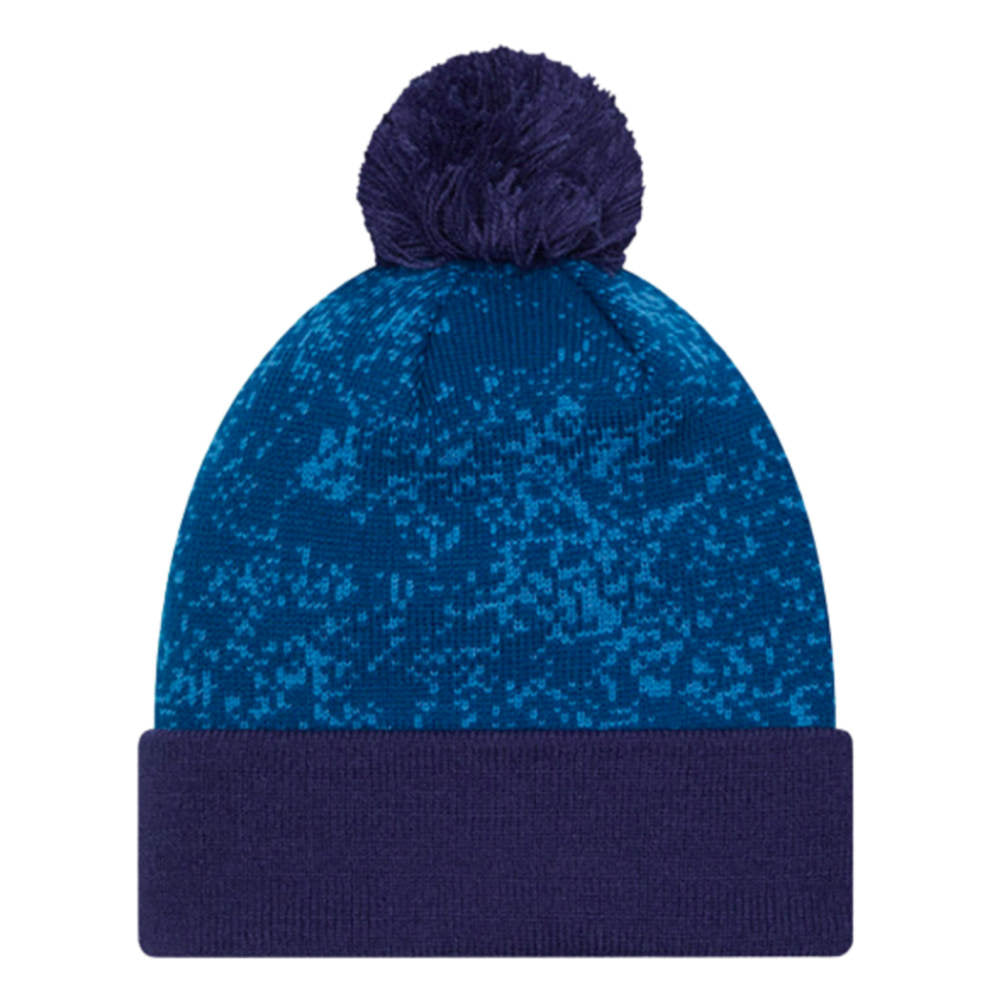 Chelsea Retro Lion All Over Print Blue Bobble Knit Beanie Hat_1
