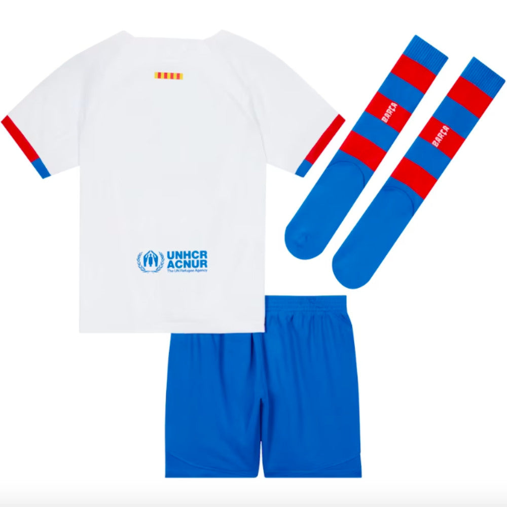 2023-2024 Barcelona Away Little Boys Mini Kit_1