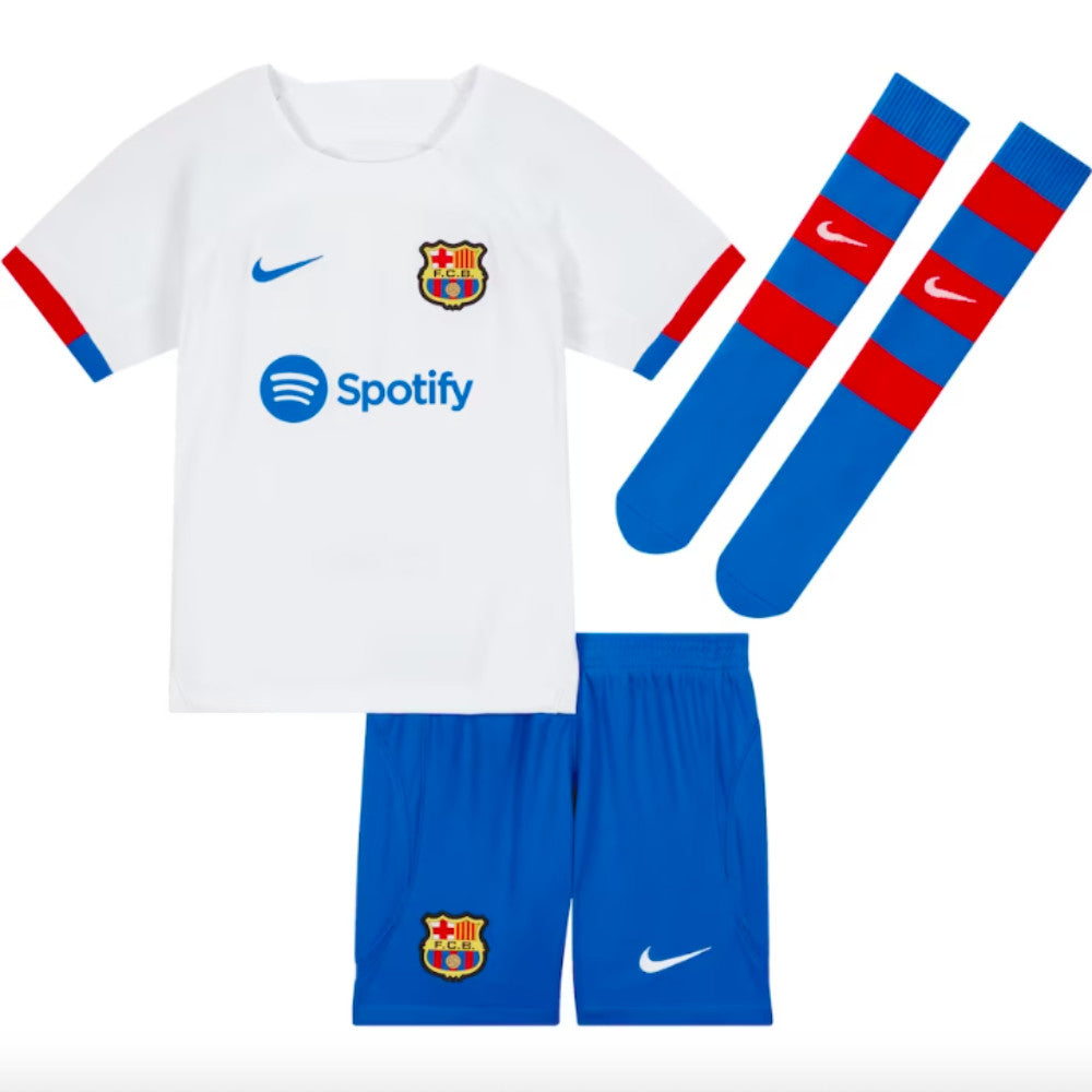 2023-2024 Barcelona Away Little Boys Mini Kit_0