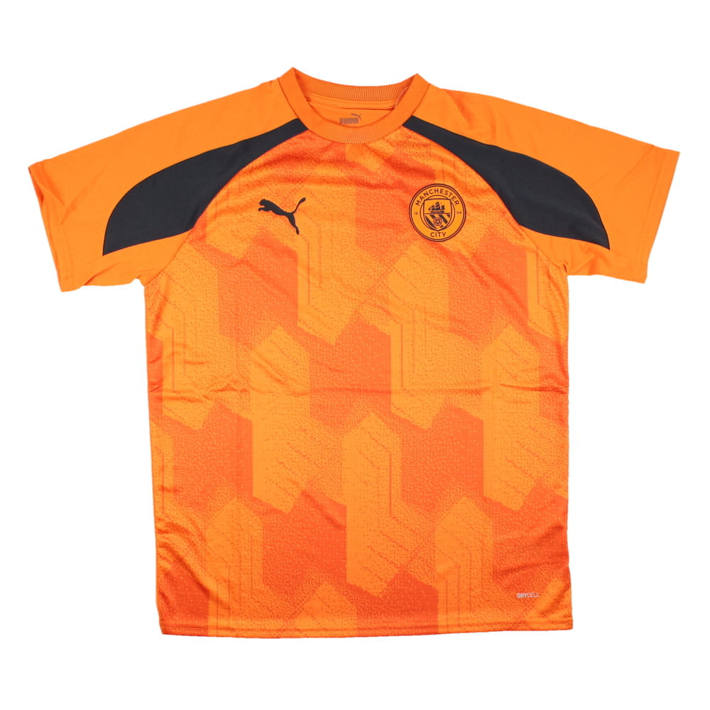 2023-2024 Man City Pre-Match Jersey (Orange) - Kids (HAALAND 9)_3