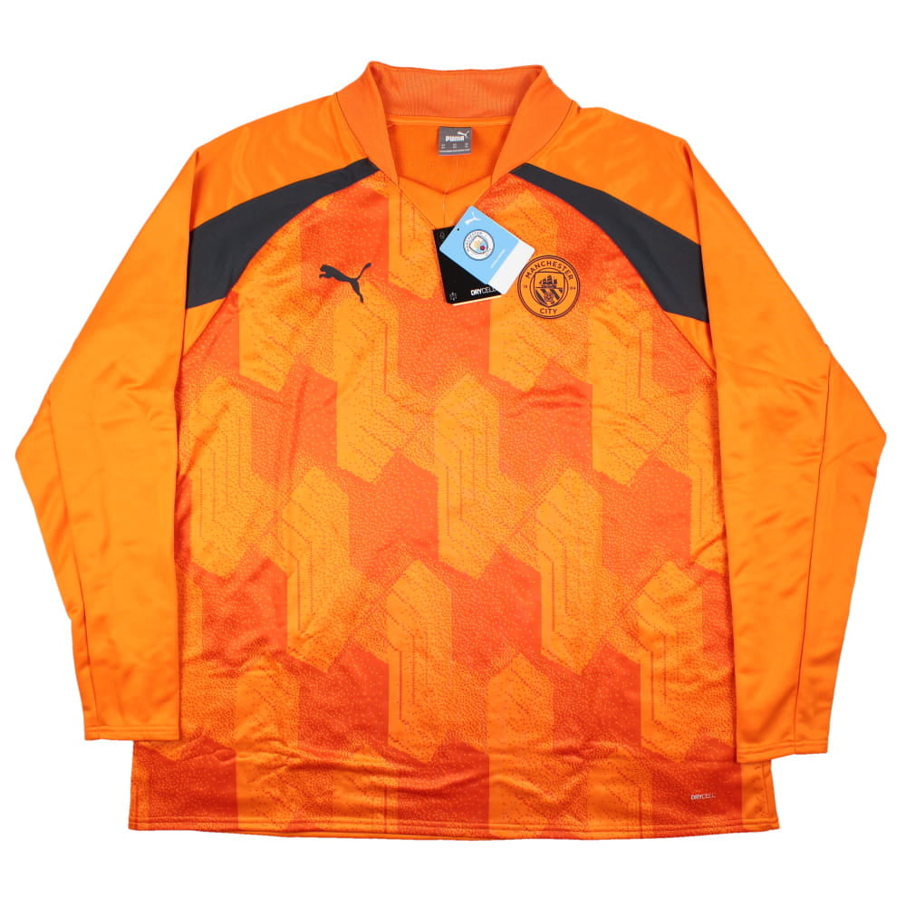2023-2024 Man City Pre-Match LS Sweat Top (Orange)_0