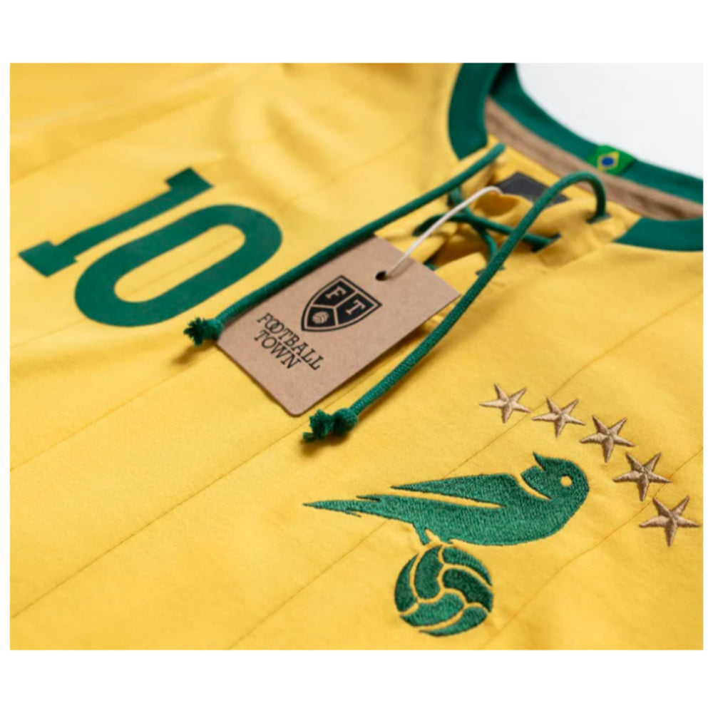 Brazil Retro Home Shirt With Laces Canarinha_1